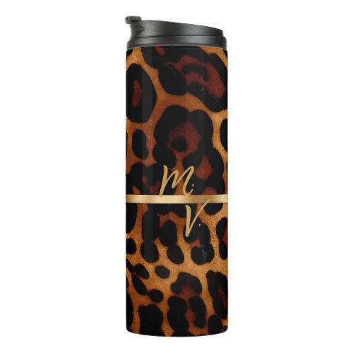 Chic and Trendy Monogrammed Leopard Print  Thermal Tumbler