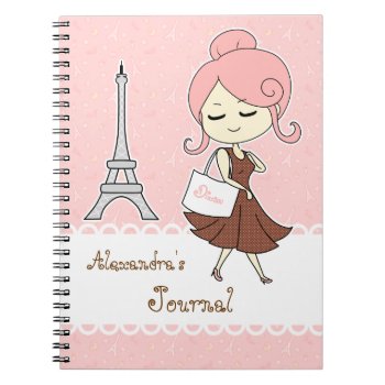 Chic And Trendy Paris Eiffel Tower Girly Girl Notebook by DiaSuuArt at Zazzle