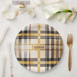 Chic and Trendy Taupe and Gold Plaid 