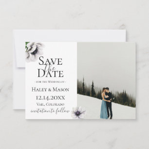Chic Anemone Floral Photo Save The Date Announcement