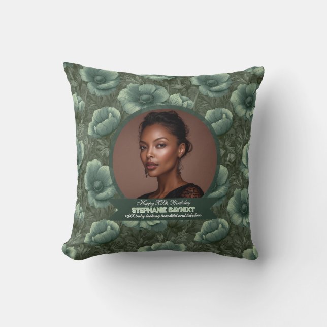 Chic Anemones Female Birthday Custom Throw Pillow (Front)