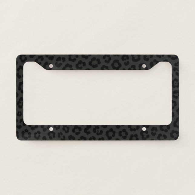 Chic Animal Print | Black Leopard Print License Plate Frame (Front)