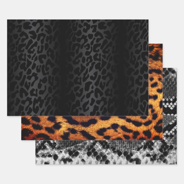 Chic Animal Print Collection Wrapping Paper Sheets (Set)