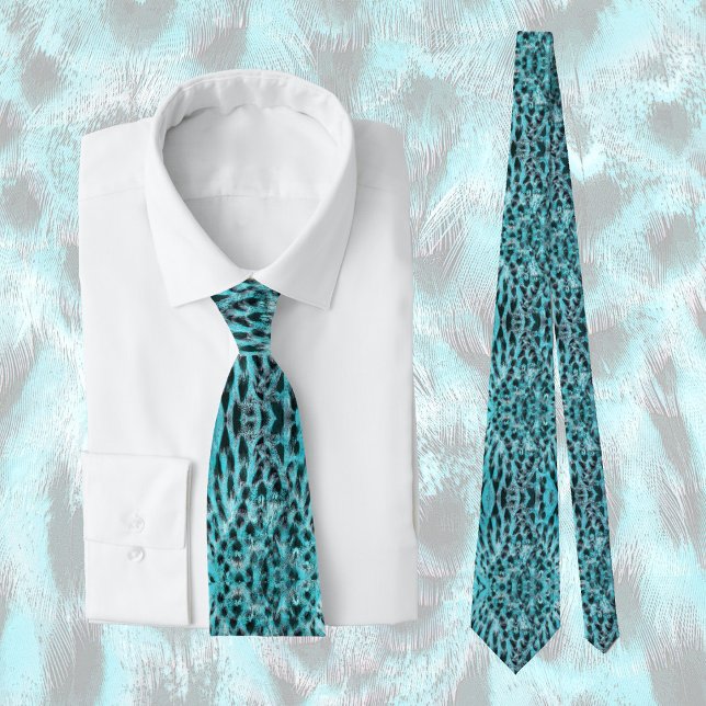 Chic animal print in blue - feather design neck tie (Creator Uploaded)