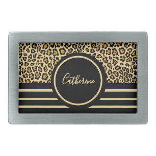 Chic Animal Skin Leopard Pattern Name  Belt Buckle