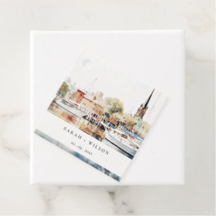 Chic Annapolis Maryland Watercolor Wedding Favor Tags