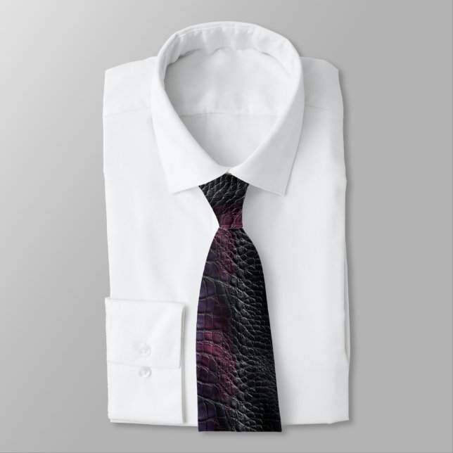 Chic Anniversary Gifts For Husband Crocodile Print Neck Tie (Tied)