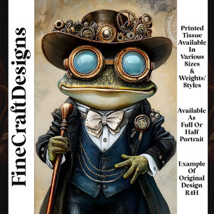 Chic Anthropomorphic Steampunk Frog R4H Decoupage Tissue Paper