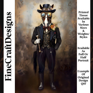 Chic Anthropomorphic Steampunk Horse Q8F Decoupage Tissue Paper