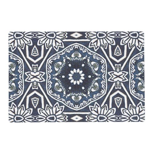 Chic Antique Dutch Delfts Blue Floral Pattern Placemat