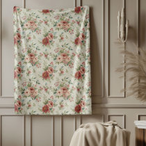 Chic Antique Inspired Shabby Chic Graceful Florals Fleece Blanket