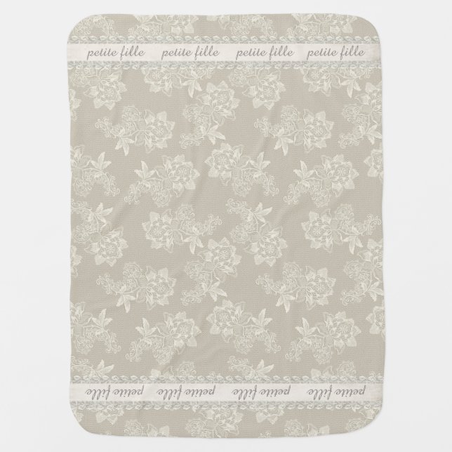 Chic Antique Lace Look Custom Baby Blanket (Front)