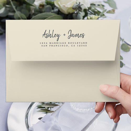 Chic Antique White Wedding Return Address Envelope