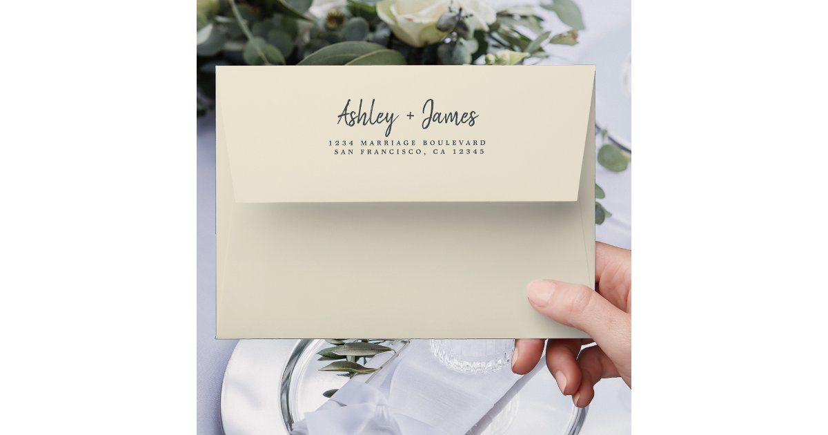 Chic Antique White Wedding Return Address Envelope | Zazzle