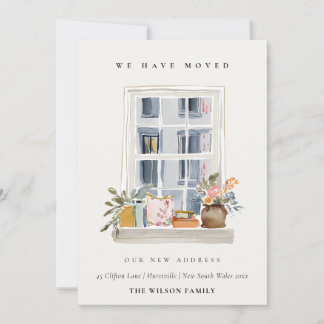 Chic Apartment Floral Window We have Moved Card
