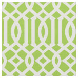 Chic Apple Green and White Trellis Lattice Pattern Fabric