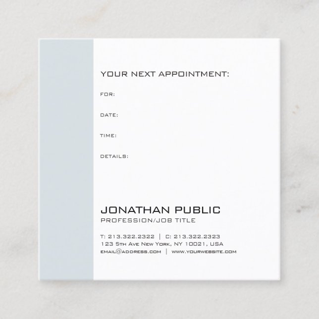 Chic Appointment Reminder Doctor Dentist Therapist Card (Front)