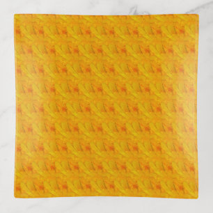 Chic Apricot Crush Abstract Floral Trinket Tray