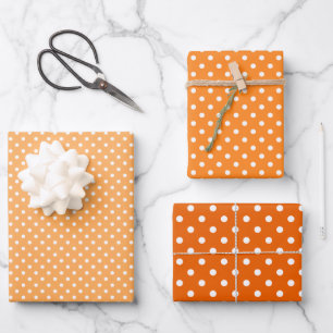 Chic Apricot Peach Orange Polka Dots Pattern Wrapping Paper Sheets