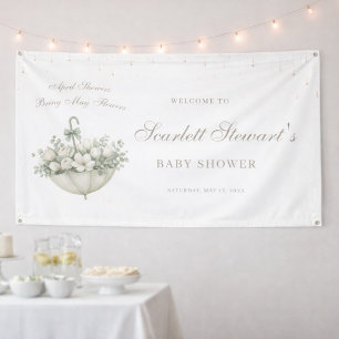 Chic April Showers May Flowers Baby Shower Welcome Banner