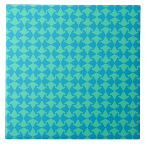 Chic Aqua and Turquoise Islamic Geometric Pattern Ceramic Tile