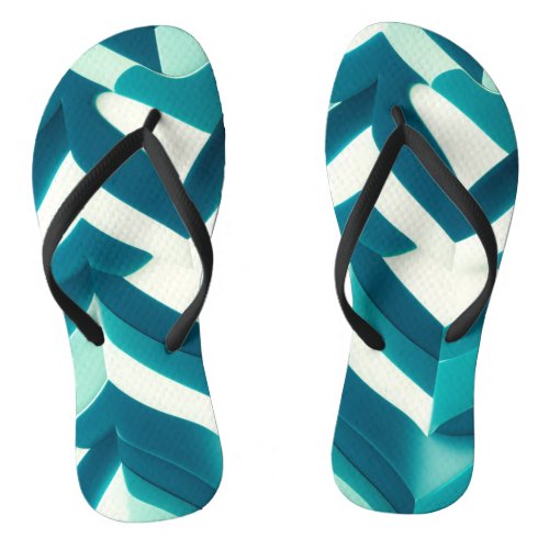 Chic Aqua and White Patterned Decorative Flip Flops