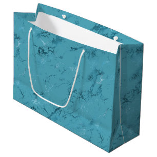 Chic Aqua Blue Marble Wedding Large Gift Bag