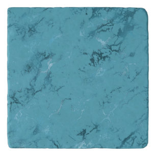 Chic Aqua Blue Marble Wedding Trivet