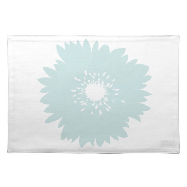 Chic Aqua Blue White Flower Placemat (Front)