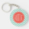 Chic Aqua Green Chevron and Orange Custom Monogram