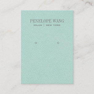 Chic Aqua Leather Look Jewelry Earring display Business Card