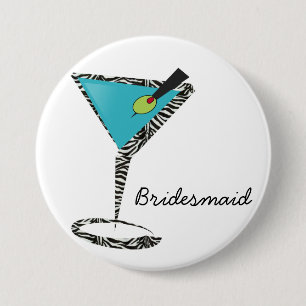 chic aqua martini pinback button