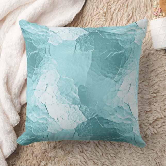 Chic Aqua Mint Blue Glam Throw Pillow (Blanket)