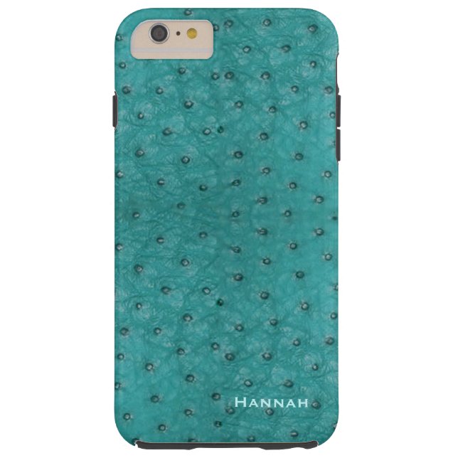 Chic Aqua Ostrich Leather Look iPhone 6 Plus Case (Back)