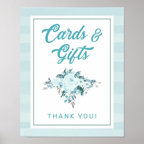 Chic Aqua Teal  Blue Floral Cards  Gifts Sign