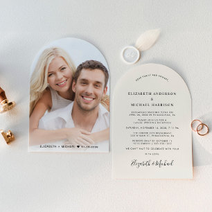 Chic Arch Photo Cream Wedding Reception Invitation