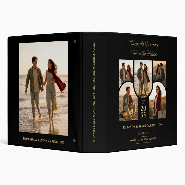 Chic Arched Collage Double Grads Twins TMF26 3 Ring Binder (Background)