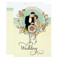 Chic Art Deco 1920's Bride & Groom Wedding Invitation
