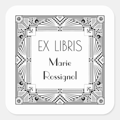 Chic Art Deco Personal Name Ex Libris Bookplate