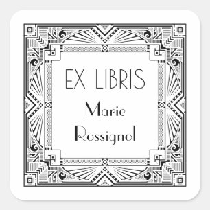 Chic Art Deco Personal Name Ex Libris Bookplate