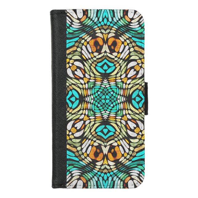 Chic Artistic Ethnic African Batik Mosaic Pattern iPhone Wallet Case (Front)