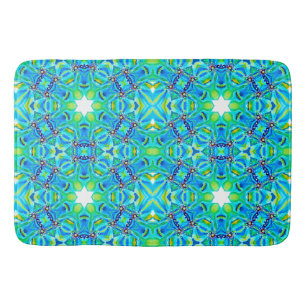 Chic Artistic Mandala Artwork in Aqua Colors Bath Mat