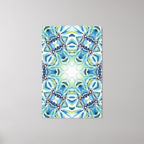 Chic Artistic Mandala Artwork in Aqua Colors Canvas Print