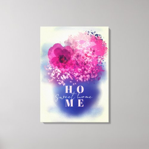 Chic Artistic Pink Flowers Vase Sweet Home Canvas Print