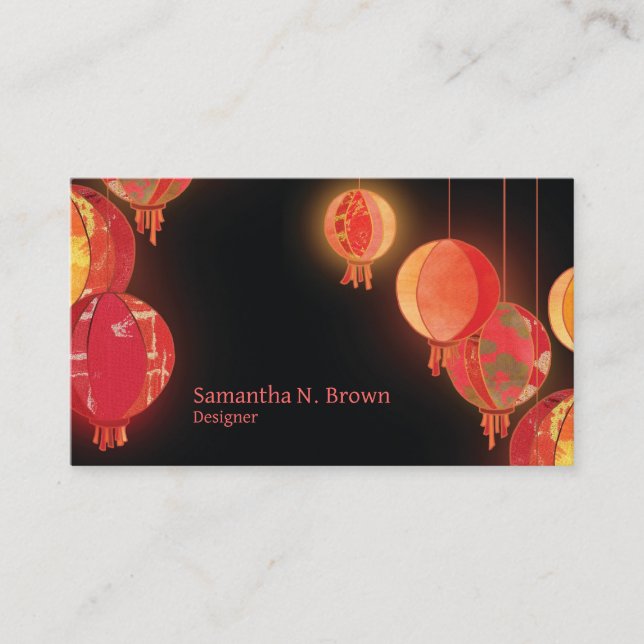 Chic Asian Lanterns Personalized Business Card (Front)