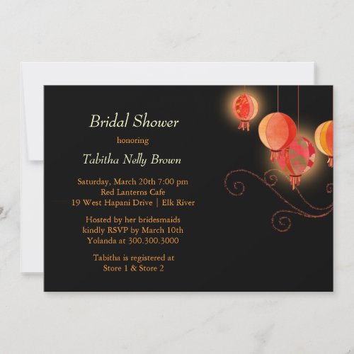 Chic Asian Style Lanterns Bridal Shower Invitation