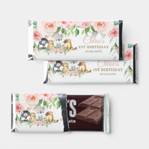 Chic Australian Animals Pink Floral Koala Birthday Hershey Bar Favors