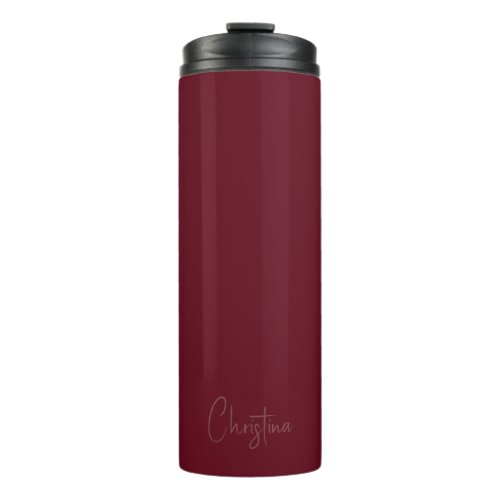 Chic Autumn Burgundy with Name Thermal Tumbler