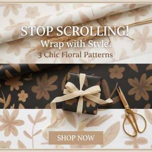 Chic Autumn Fall Winter Earthy Floral Pattern Gift Wrapping Paper Sheets