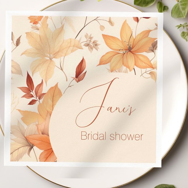 Chic Autumn floral  bridal shower  Napkins (Creator Uploaded)
